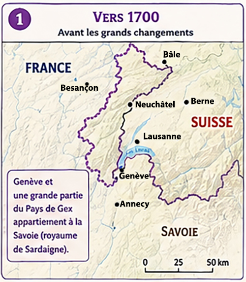 Carte : Vers 1700, avant les grands changements